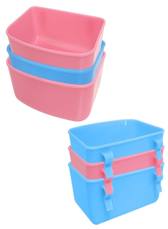 Wanheart 6 Pack Feeder (Blue, Pink), Hanging Feeder,Food and Water Container, Bath Water Bowl Universal for Birds Hamsters Mice Rats Rabbit Guinea Pig Small Pets (M) - Image 1
